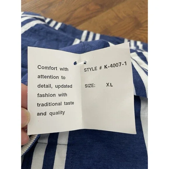 Vintage Striped T Shirt Mens 2XL Blue White Oversized Streetwear NWT - Picture 8 of 9